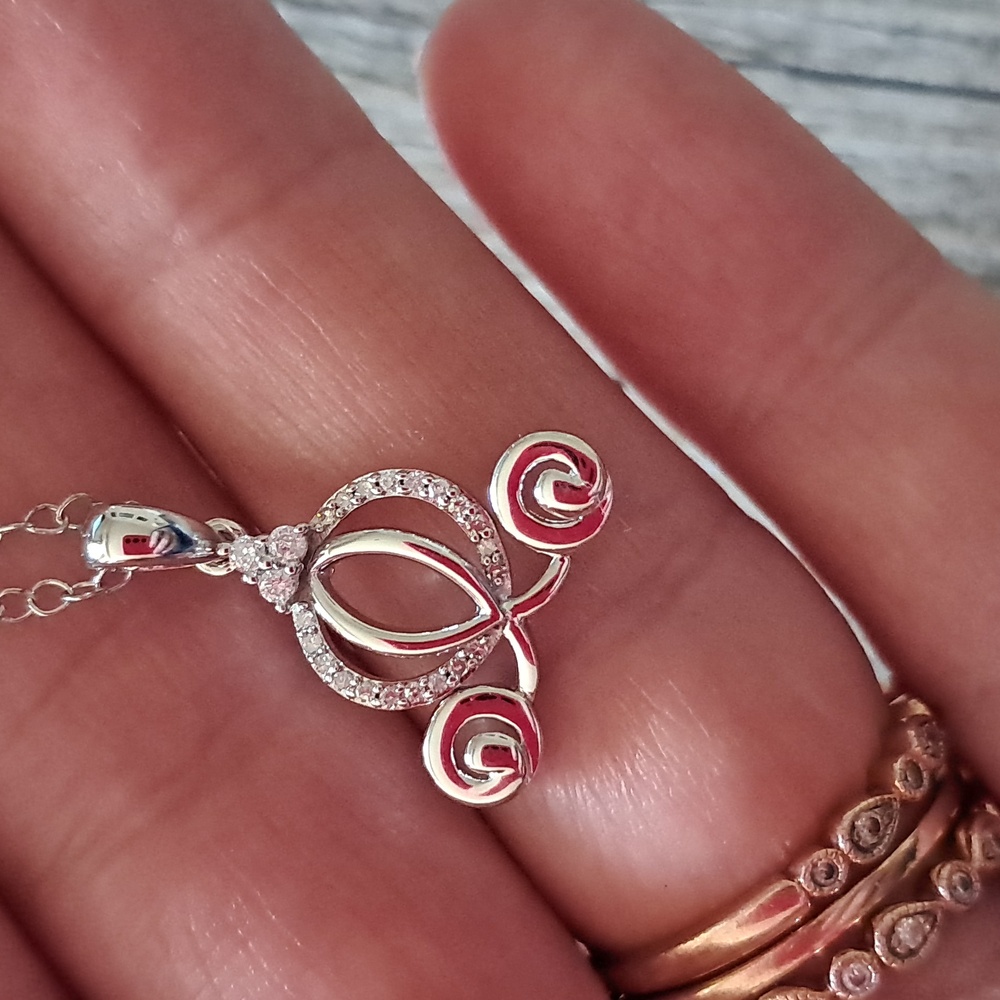 Disney Cinderella Sterling Silver And Diamond Necklace